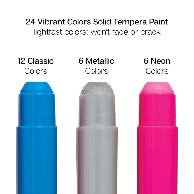 KINGART TEMPERA PAINT Sticks, Set of 24 Rich Colors, Solid Tempera Paint for Kids, Super Quick Drying, Non-Toxic, Work Great on Paper, Canvas, Wood, Glass and more - Image 2